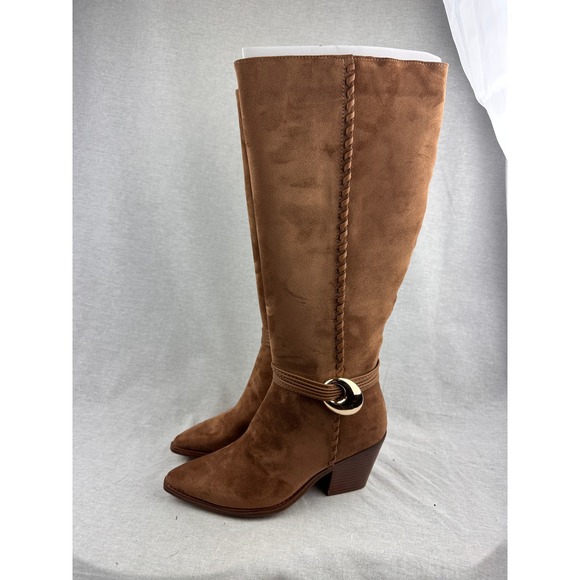 Universal Thread Shoes - Universal Thread Womens Cognac Brown Faux Suede Tall Western Boots Size 7.5 NEW